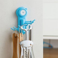 BUFFER® Çok Amaçlı Dekoratif Pratik 6 Kancalı Vantuzlu Dönen Askılık