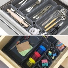 BUFFER® 8 Parça Plastik Derin Çekmece İçi Modüler Düzenleyici  Organizer Tepsi Set