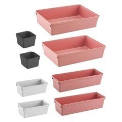 BUFFER® 8 Parça Plastik Derin Çekmece İçi Modüler Düzenleyici  Organizer Tepsi Set