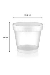 BUFFER® Plastik 2,3 Lt Kapasiteli Hava Delikli Alt Tabaklı Şeffaf Orkide Çiçek Saksısı