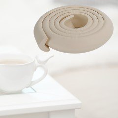 BUFFER® 2 Metre Sarmal Krem Masa Kenar Koruyucu Şerit Masa Köşe Aparatı Bebek Çocuk Cam Ahşap Masa