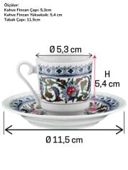 Topkapı 6 lı Porselen Türk Kahve Fincan Takımı 12 Parça 5x5 cm– Hediyelik Set