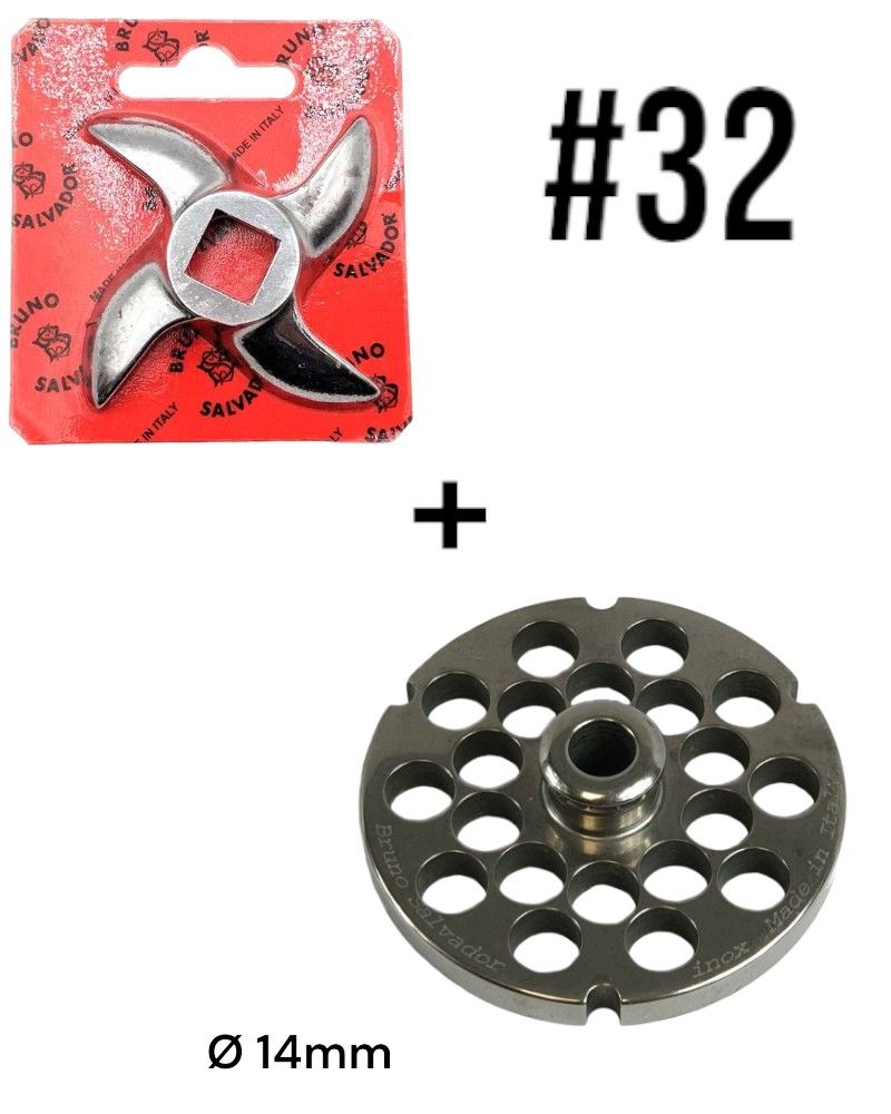 2'li Salvador 32# Kıyma Makinası Ayna Bıçak Seti (Paslanmaz) 14mm