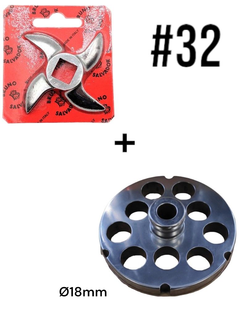 2'li Salvador 32# Kıyma Makinası Ayna Bıçak Seti (Paslanmaz) 18mm