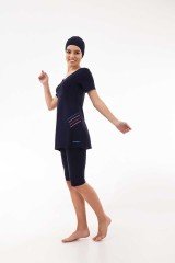 Emayo Taytlı Yarı Tesettür Mayo Ayla 1013 Lacivert (Kısa Kollu) XL