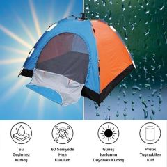 BUFFER® Deprem Yaşam Seti-1 4-5 Kişilik Çadır(200x200)+Usb Şarjlı Işıldak Kamp Lambası Açık Hava Ayd