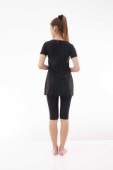 Emayo Taytlı Yarı Tesettür Mayo Ayla 1013 Siyah (Kısa Kollu) XL