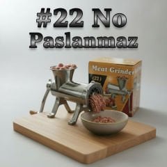 22'lik Full Paslanmaz Çelik Kıyma Makinesi Kollu Manuel – Dayanıklı ve Hijyenik Makina