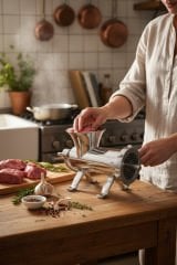 22'lik Full Paslanmaz Çelik Kıyma Makinesi Kollu Manuel – Dayanıklı ve Hijyenik Makina