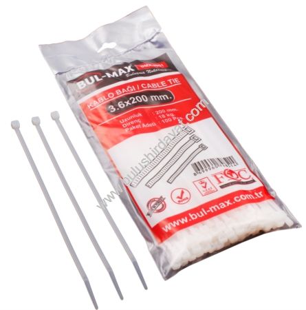 Bulmax 3,6*200mm Beyaz Cırt Kelepce Bmx-4951 (5 Adet Gönderilir)