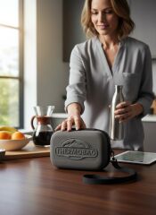 Gri Termal Soğuk Taşıma Çantası 18 Saat İzolasyonlu Buz Kasetli Seyahat Tipi Organizer