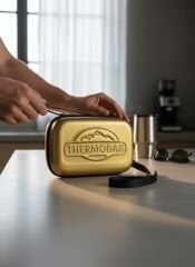 Gold Termal Soğuk Taşıma Çantası 18 Saat İzolasyonlu Buz Kasetli Kabartmalı Seyahat Çantası