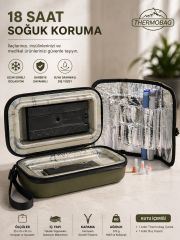 Gold Termal Soğuk Taşıma Çantası 18 Saat İzolasyonlu Buz Kasetli Kabartmalı Seyahat Çantası