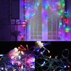 BUFFER® 8 Fonksiyonlu 2 Metre 200 Led 10 Saçak RGB Led Perde Aydınlatma