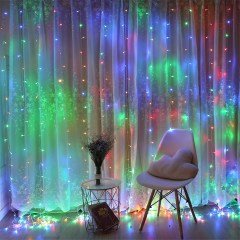 BUFFER® 8 Fonksiyonlu 2 Metre 200 Led 10 Saçak RGB Led Perde Aydınlatma