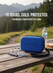 Lacivert Termal Taşıma Çantası 18 Saat Soğuk Koruma Buz Kasetli Seyahat Çantası