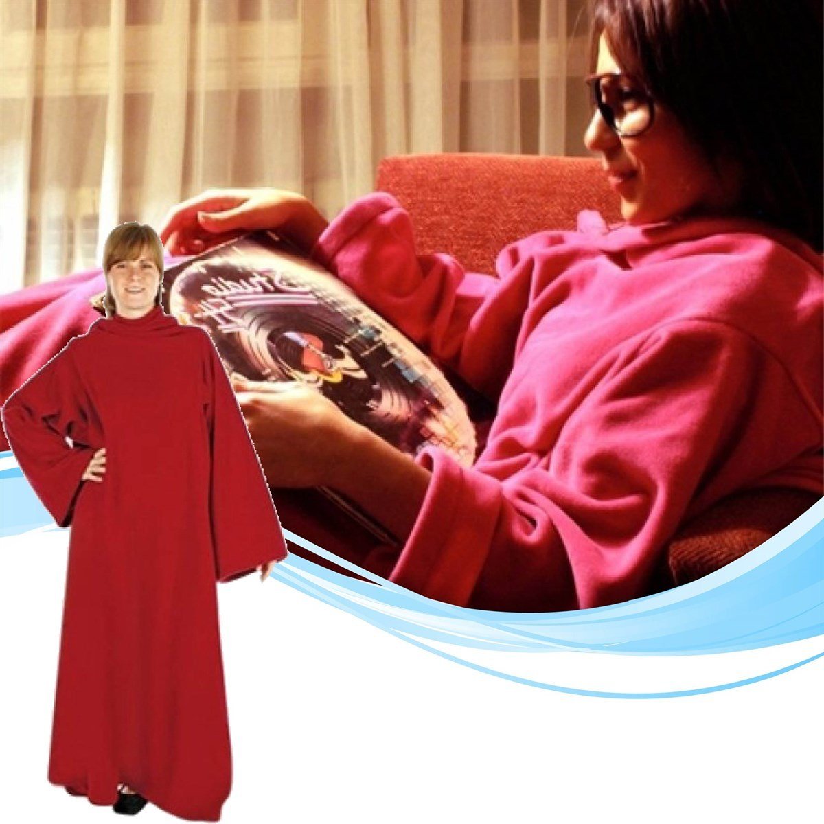BUFFER® Giyilebilir Kollu Battaniye-Pembe