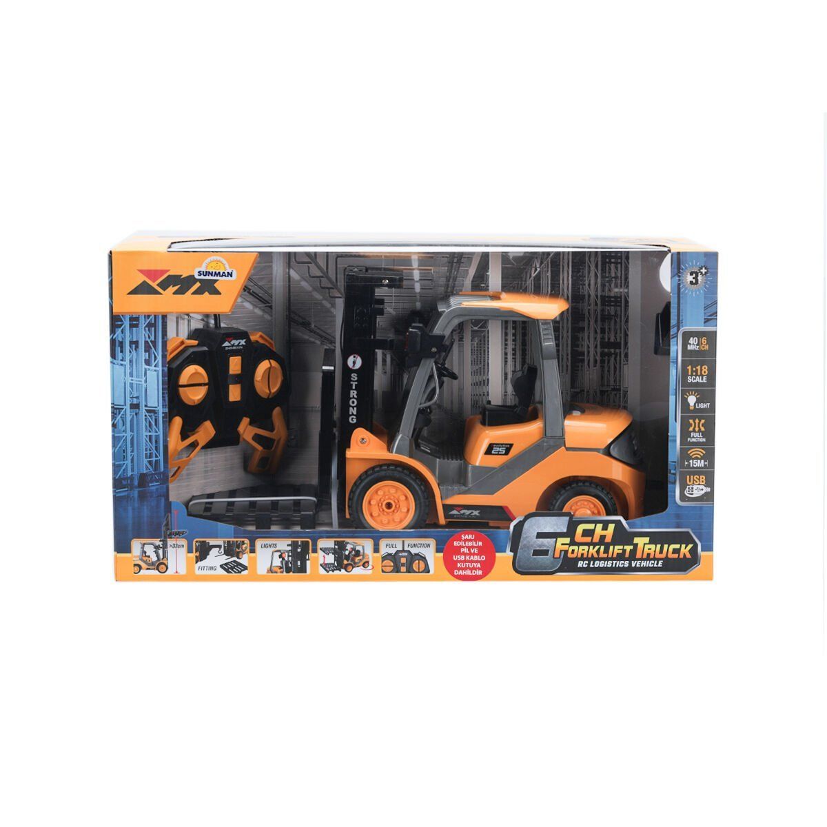 5087 SUN-RST-RC İŞ MAKİNESİ 1 18 FORKLİFT FF IŞIKLI 6CH 3 7V USB 40MHZ