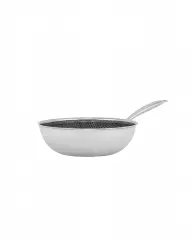 30 cm Paslanmaz Çelik Wok Tava İndüksiyon Uyumlu 5 Katmanlı Petek Yüzeyli