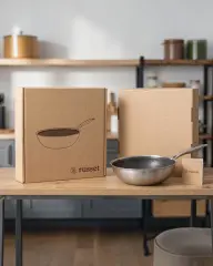 30 cm Paslanmaz Çelik Wok Tava İndüksiyon Uyumlu 5 Katmanlı Petek Yüzeyli