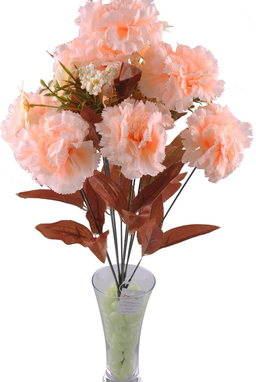 BUFFER® 11 Dallı 50 cm Dekoratif Karanfil Somon Renkli Yapay Çiçek