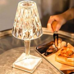 BUFFER® Abajur Model USB Şarjlı Kumandalı 16 Farklı Işık Modlu Masa Üstü Kristal Akrilik Lamba Led