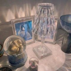 BUFFER® Abajur Model USB Şarjlı Kumandalı 16 Farklı Işık Modlu Masa Üstü Kristal Akrilik Lamba Led