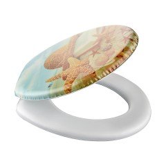 BUFFER® Deniz Kabuğu Desenli Süngerli Yumuşak Ergonomik Klozet Kapağı