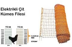 Tavuk Kümes Hayvanları İçin File Tipi Elektrikli Çit Sistemi Uzunluk 50 mt x Yükseklik 120 cm