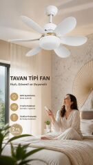 40W Uzaktan Kumandalı Tavan Vantilatörü | LED Işıklı E27 Uyumlu Fan