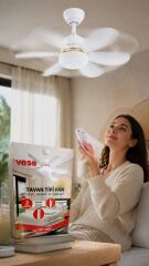 40W Uzaktan Kumandalı Tavan Vantilatörü | LED Işıklı E27 Uyumlu Fan