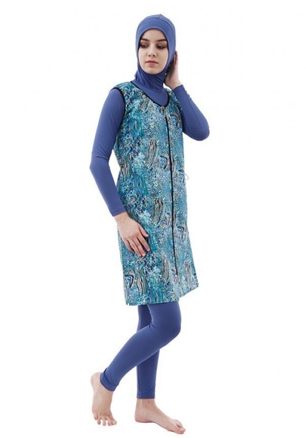 Emayo Tam Kapalı Tesettür Mayo Ayhan 5023 Mavi XL