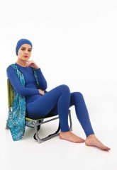 Emayo Tam Kapalı Tesettür Mayo Ayhan 5023 Mavi XL