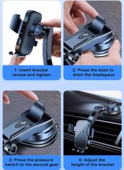 Torpido Üstü Vakumlu Araç Telefon Tutucu  Ayarlanabilir Uzun Kollu CM-393