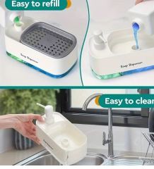Çift Hazneli Sıvı Sabunluk, Süngerlik ve Otomatik Deterjanlık
