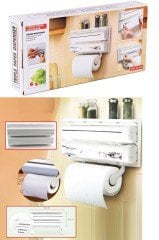 BUFFER® Duvara Monte 3lü Alüminyum Folyo Strech Film ve Rulo Havlu Tutucu