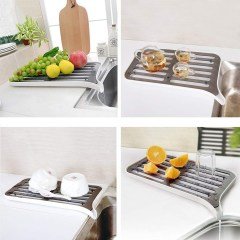 BUFFER® Pratik Lavabo Kenarı Tezgah Üstü Süzmatik Süzgeçli Bulaşık Sepeti