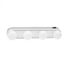 BUFFER® Kablosuz Parlak Banyo Stüdyo Makyaj Aynası Işığı Pilli Vantuzlu Taşınabilir 4 Led Ampul