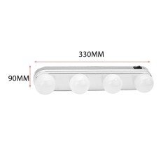 BUFFER® Kablosuz Parlak Banyo Stüdyo Makyaj Aynası Işığı Pilli Vantuzlu Taşınabilir 4 Led Ampul
