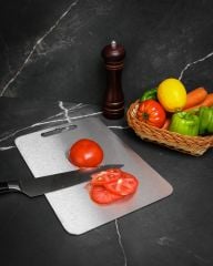 Mutfak Kesme Tahtası 33x25 cm, 304 Paslanmaz Çelik, Kesim Panosu  Büyük Boy, Antibakteriyel