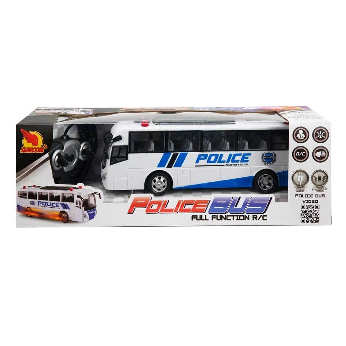 01987 Uzaktan Kumandalı Işıklı Polis Otobüsü 30 cm.