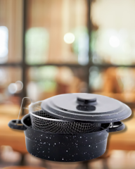 Essan Kapaklı Telli Emaye Kızartma Fritöz Tenceresi 24 cm