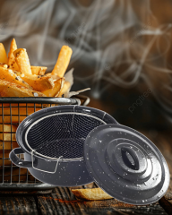 Essan Kapaklı Telli Emaye Kızartma Fritöz Tenceresi 24 cm