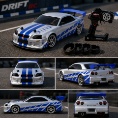 Fast & Furious Uzaktan Kumandalı Nissan Skyline GT-R R34 RC Oyuncak Drift Arabası (1:10 Ölçek)