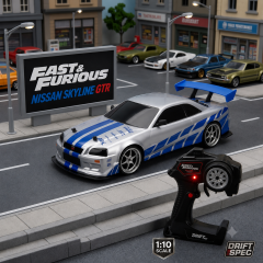 Fast & Furious Uzaktan Kumandalı Nissan Skyline GT-R R34 RC Oyuncak Drift Arabası (1:10 Ölçek)