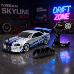 Fast & Furious Uzaktan Kumandalı Nissan Skyline GT-R R34 RC Oyuncak Drift Arabası (1:10 Ölçek)