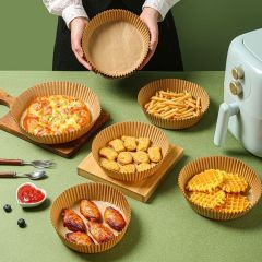 BUFFER® 200 Adet Air Fryer Pişirme Kağıdı Tek Kullanımlık Yağlı Kağı Yuvarlak Delikli ve Tabak Model