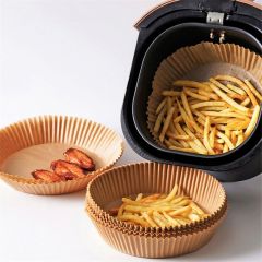 BUFFER® 200 Adet Air Fryer Pişirme Kağıdı Tek Kullanımlık Yağlı Kağı Yuvarlak Delikli ve Tabak Model