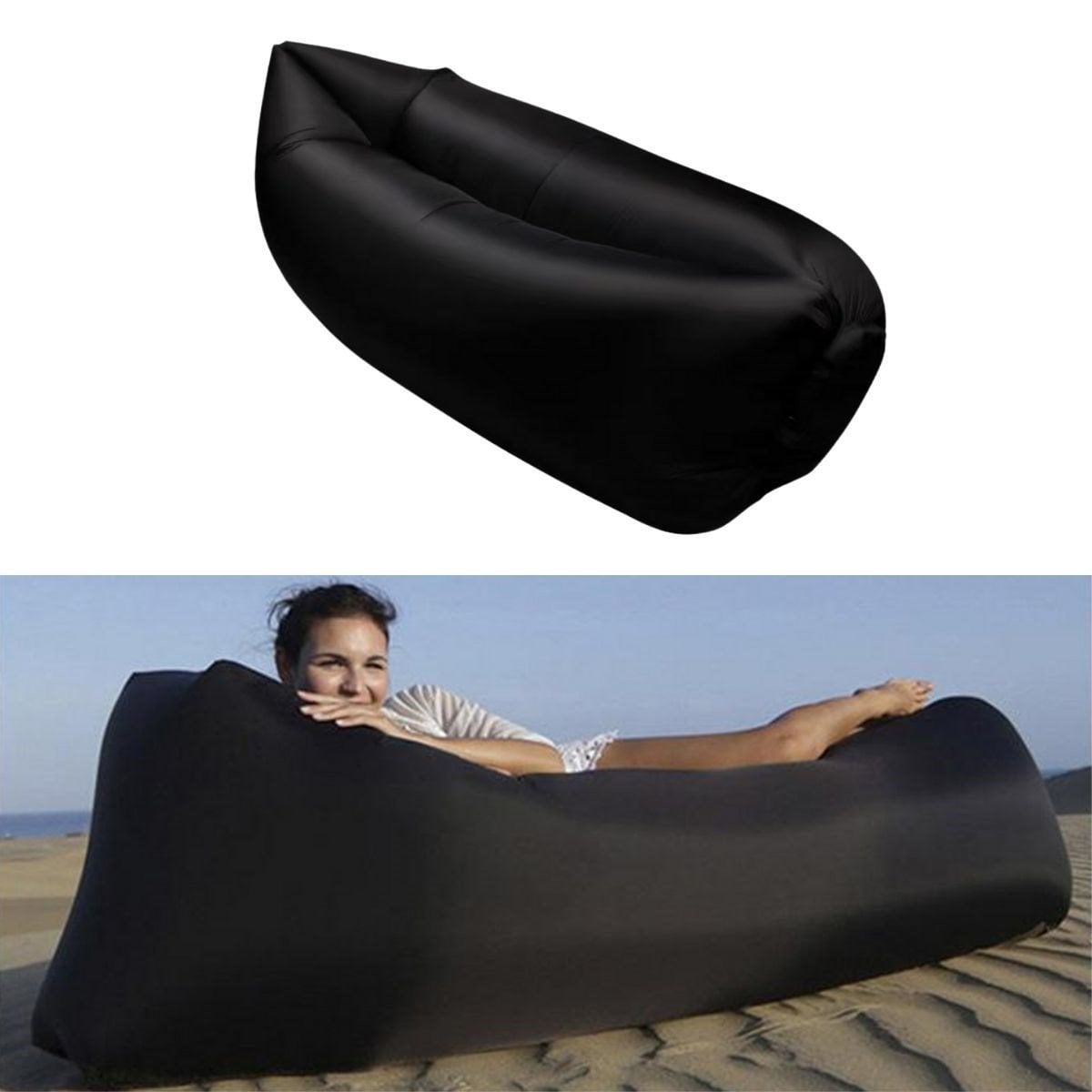 BUFFER® Pratik Şişme Yatak Bahçe Şezlong Kamp Havuz Deniz Çadır Yatağı Tek Kişilik Havayla Dolar Koltuk