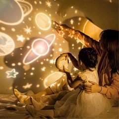 BUFFER® 6 Fonksiyonlu Renkli Döner USBli Gece Lambası Gökyüzü Projeksiyonlu Dekor Aydınlatma